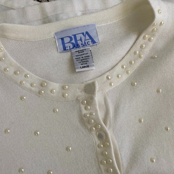 BFA Classics Vintage Ivory Cardigan With Pearl Detail  Petite Large - Picture 8 of 15